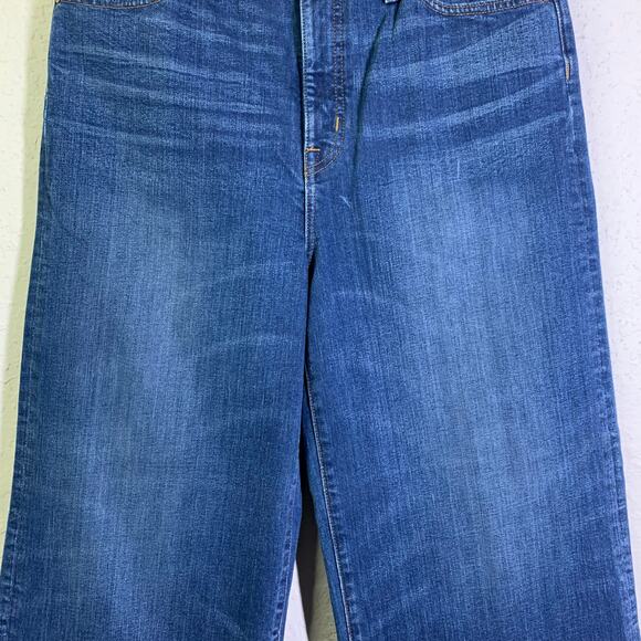 POINT SUR J CREW Jeans 30 Wide Leg Crop High Rise Denim 5 Pocket Zip Fly Casual - Picture 5 of 14